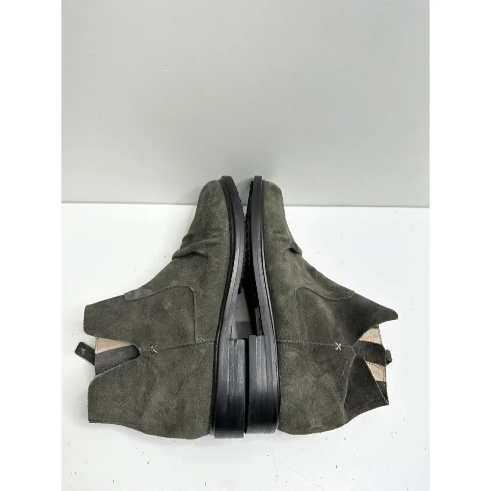 Kelsi Dagger Boots Women Size 5 Olive Suede Latch Ruched Ankle‎ Booties NEW
